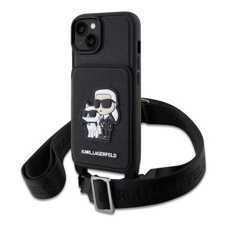 Husa pentru iPhone 15 / iPhone 14 / iPhone 13 - Karl Lagerfeld Saffiano Crossbody (KLHCP14SCSAKCPMK) - KarlandChoupette