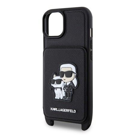 Husa pentru iPhone 15 / iPhone 14 / iPhone 13 - Karl Lagerfeld Saffiano Crossbody (KLHCP14SCSAKCPMK) - KarlandChoupette