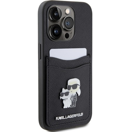 Husa pentru iPhone 15 Pro - Karl Lagerfeld Saffiano Cardslot (KLHCP15LSAPKCNPK) - KarlandChoupette