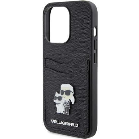 Husa pentru iPhone 15 Pro - Karl Lagerfeld Saffiano Cardslot (KLHCP15LSAPKCNPK) - KarlandChoupette