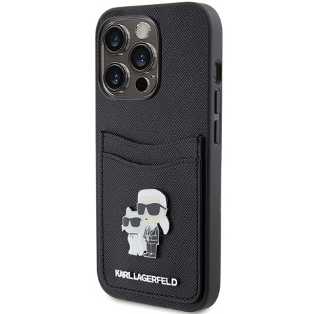 Husa pentru iPhone 15 Pro - Karl Lagerfeld Saffiano Cardslot (KLHCP15LSAPKCNPK) - KarlandChoupette