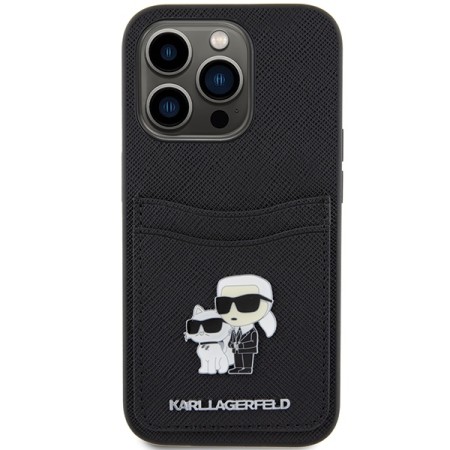 Husa pentru iPhone 15 Pro - Karl Lagerfeld Saffiano Cardslot (KLHCP15LSAPKCNPK) - KarlandChoupette