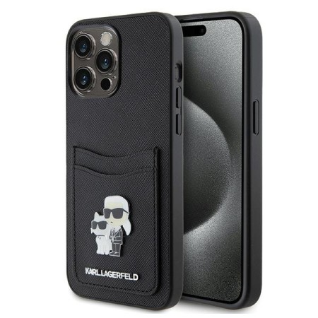 Husa pentru iPhone 15 Pro Max - Karl Lagerfeld Saffiano Cardslot (KLHCP15XSAPKCNPK) - KarlandChoupette