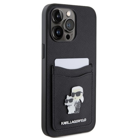 Husa pentru iPhone 15 Pro Max - Karl Lagerfeld Saffiano Cardslot (KLHCP15XSAPKCNPK) - KarlandChoupette