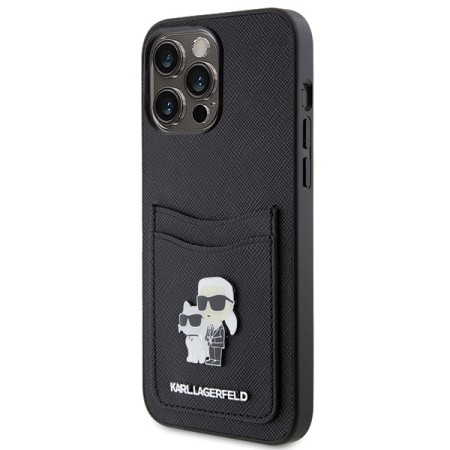 Husa pentru iPhone 15 Pro Max - Karl Lagerfeld Saffiano Cardslot (KLHCP15XSAPKCNPK) - KarlandChoupette