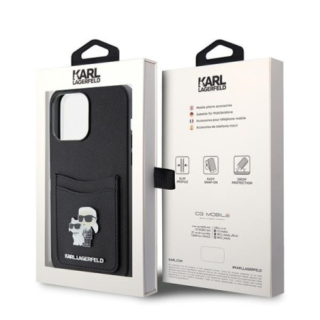 Husa pentru iPhone 15 Pro Max - Karl Lagerfeld Saffiano Cardslot (KLHCP15XSAPKCNPK) - KarlandChoupette