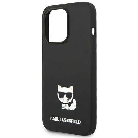 Husa pentru iPhone 14 Pro - Karl Lagerfeld Silicone (KLHCP14LSLCTBK) - Choupette Body