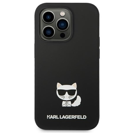 Husa pentru iPhone 14 Pro - Karl Lagerfeld Silicone (KLHCP14LSLCTBK) - Choupette Body