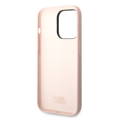 Husa pentru iPhone 14 Pro - Karl Lagerfeld Silicone (KLHCP14LSLCTPI) - Pink Choupette Body