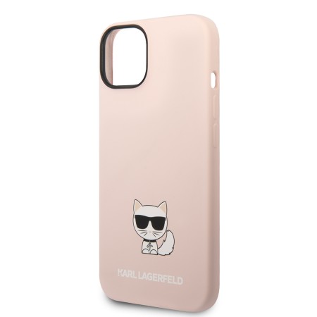 Husa pentru iPhone 15 Plus / iPhone 14 Plus - Karl Lagerfeld Silicone (KLHCP14MSLCTPI) - Pink Choupette Body