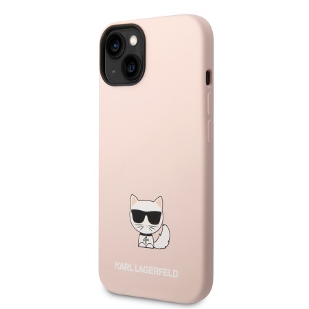 Husa pentru iPhone 15 Plus / iPhone 14 Plus - Karl Lagerfeld Silicone (KLHCP14MSLCTPI) - Pink Choupette Body