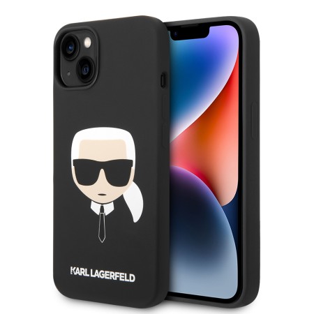 Husa pentru iPhone 15 Plus / iPhone 14 Plus - Karl Lagerfeld Silicone (KLHCP14MSLKHBK) - Karls Head