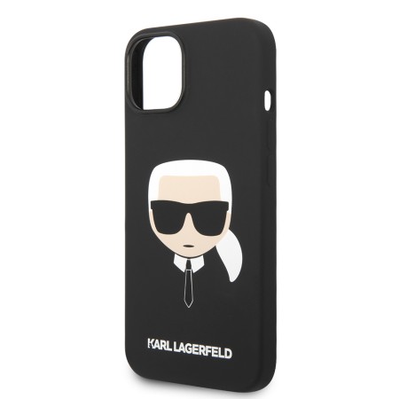 Husa pentru iPhone 15 Plus / iPhone 14 Plus - Karl Lagerfeld Silicone (KLHCP14MSLKHBK) - Karls Head