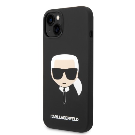 Husa pentru iPhone 15 Plus / iPhone 14 Plus - Karl Lagerfeld Silicone (KLHCP14MSLKHBK) - Karls Head