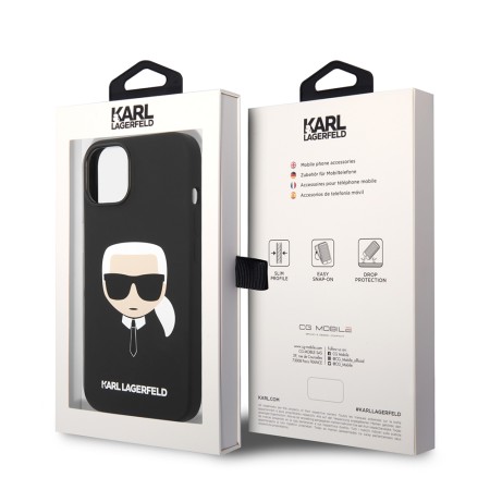 Husa pentru iPhone 15 Plus / iPhone 14 Plus - Karl Lagerfeld Silicone (KLHCP14MSLKHBK) - Karls Head