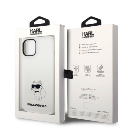 Husa pentru iPhone 15 Plus / iPhone 14 Plus - Karl Lagerfeld Silicone (KLHCP14MSNCHBCH) - White Choupette