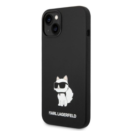 Husa pentru iPhone 15 Plus / iPhone 14 Plus - Karl Lagerfeld Silicone (KLHCP14MSNCHBCK) - Black Choupette