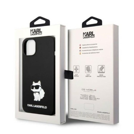 Husa pentru iPhone 15 Plus / iPhone 14 Plus - Karl Lagerfeld Silicone (KLHCP14MSNCHBCK) - Black Choupette