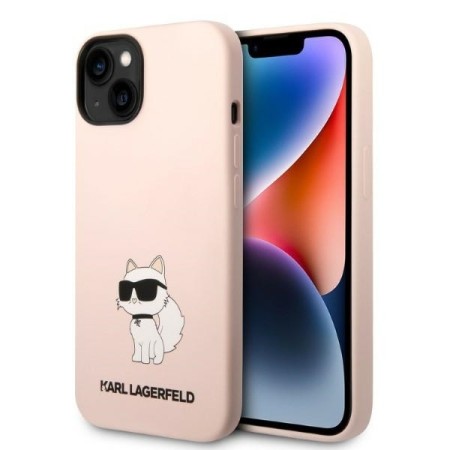 Husa pentru iPhone 15 Plus / iPhone 14 Plus - Karl Lagerfeld Silicone (KLHCP14MSNCHBCP) - Pink Choupette