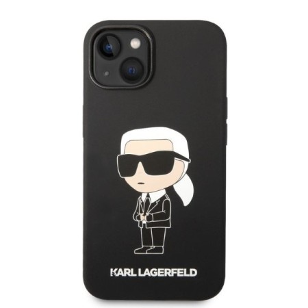 Husa pentru iPhone 15 Plus / iPhone 14 Plus - Karl Lagerfeld Silicone (KLHCP14MSNIKBCK) - Black Ikonik