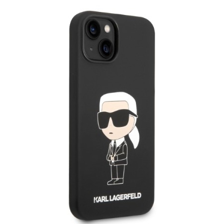 Husa pentru iPhone 15 Plus / iPhone 14 Plus - Karl Lagerfeld Silicone (KLHCP14MSNIKBCK) - Black Ikonik