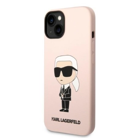 Husa pentru iPhone 15 Plus / iPhone 14 Plus - Karl Lagerfeld Silicone (KLHCP14MSNIKBCP) - Pink Ikonik