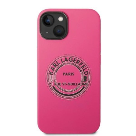 Husa pentru iPhone 15 Plus / iPhone 14 Plus - Karl Lagerfeld Silicone (KLHCP14MSRSGRCF) - Pink RSG