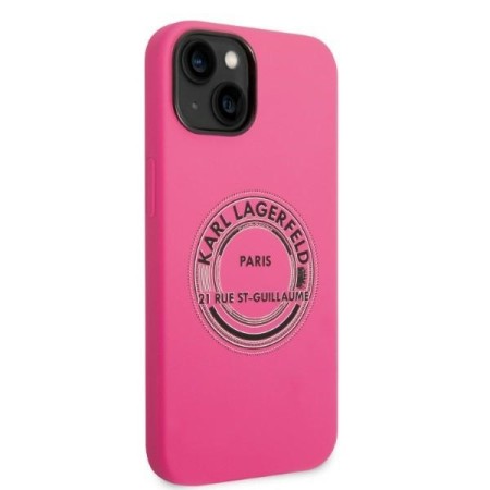 Husa pentru iPhone 15 Plus / iPhone 14 Plus - Karl Lagerfeld Silicone (KLHCP14MSRSGRCF) - Pink RSG