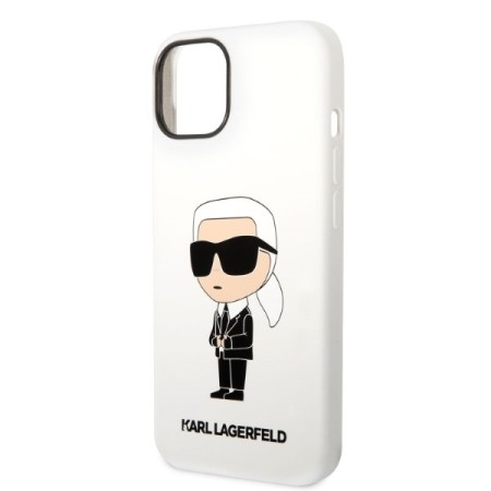 Husa pentru iPhone 15 / iPhone 14 / iPhone 13 - Karl Lagerfeld Silicone (KLHCP14SSNIKBCH) - White Ikonik