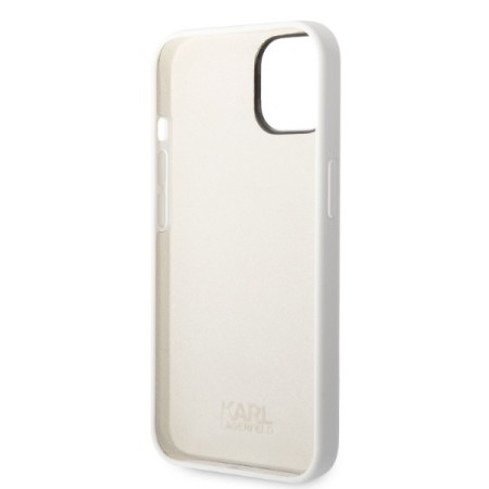 Husa pentru iPhone 15 / iPhone 14 / iPhone 13 - Karl Lagerfeld Silicone (KLHCP14SSNIKBCH) - White Ikonik