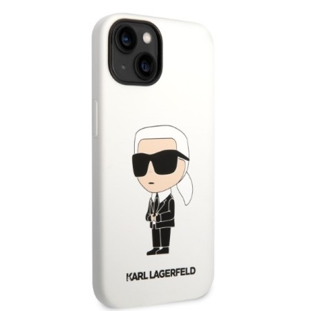 Husa pentru iPhone 15 / iPhone 14 / iPhone 13 - Karl Lagerfeld Silicone (KLHCP14SSNIKBCH) - White Ikonik