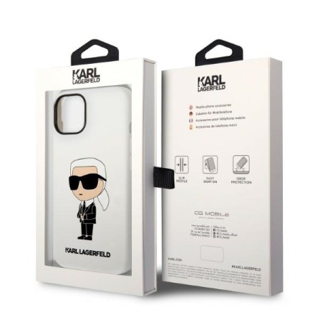 Husa pentru iPhone 15 / iPhone 14 / iPhone 13 - Karl Lagerfeld Silicone (KLHCP14SSNIKBCH) - White Ikonik