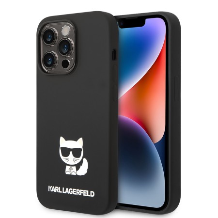 Husa pentru iPhone 14 Pro Max - Karl Lagerfeld Silicone (KLHCP14XSLCTBK) - Choupette