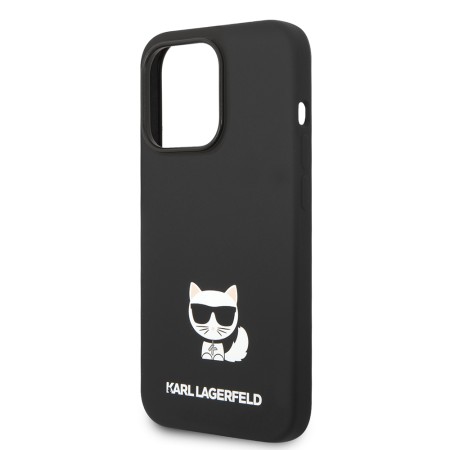 Husa pentru iPhone 14 Pro Max - Karl Lagerfeld Silicone (KLHCP14XSLCTBK) - Choupette