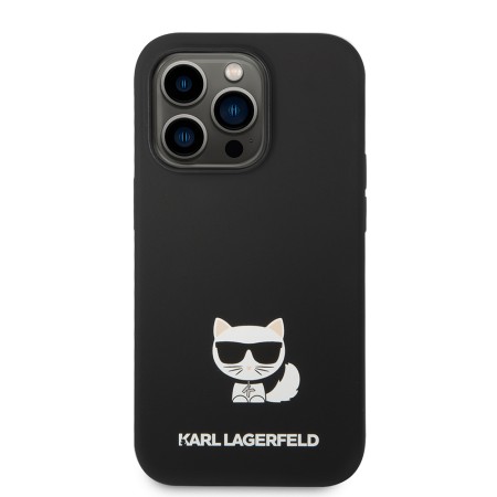 Husa pentru iPhone 14 Pro Max - Karl Lagerfeld Silicone (KLHCP14XSLCTBK) - Choupette