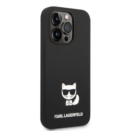 Husa pentru iPhone 14 Pro Max - Karl Lagerfeld Silicone (KLHCP14XSLCTBK) - Choupette