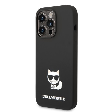 Husa pentru iPhone 14 Pro Max - Karl Lagerfeld Silicone (KLHCP14XSLCTBK) - Choupette