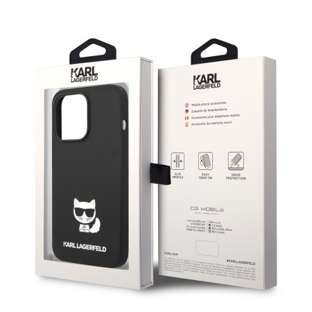 Husa pentru iPhone 14 Pro Max - Karl Lagerfeld Silicone (KLHCP14XSLCTBK) - Choupette