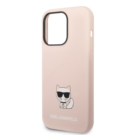 Husa pentru iPhone 14 Pro Max - Karl Lagerfeld Silicone (KLHCP14XSLCTPI) - Pink Choupette