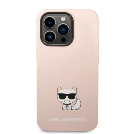 Husa pentru iPhone 14 Pro Max - Karl Lagerfeld Silicone (KLHCP14XSLCTPI) - Pink Choupette