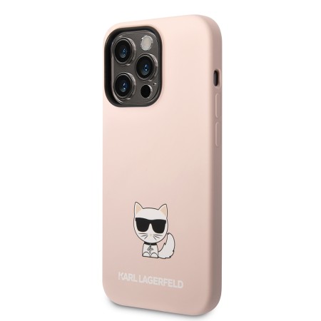 Husa pentru iPhone 14 Pro Max - Karl Lagerfeld Silicone (KLHCP14XSLCTPI) - Pink Choupette