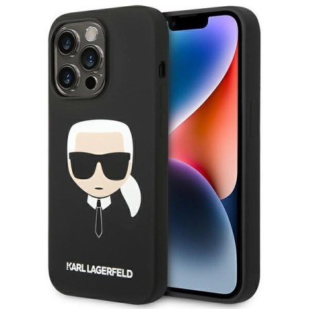 Husa pentru iPhone 14 Pro Max - Karl Lagerfeld Silicone (KLHCP14XSLKHBK) - Karls Head