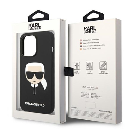 Husa pentru iPhone 14 Pro Max - Karl Lagerfeld Silicone (KLHCP14XSLKHBK) - Karls Head