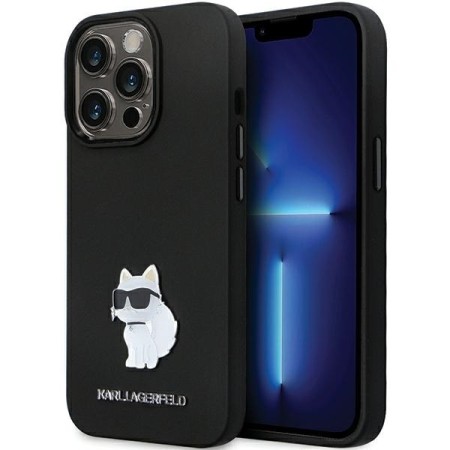 Husa pentru iPhone 14 Pro Max - Karl Lagerfeld Silicone (KLHCP14XSMHCNPK) - Choupette Metal Pin