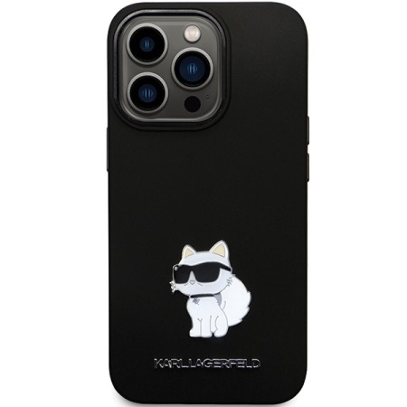 Husa pentru iPhone 14 Pro Max - Karl Lagerfeld Silicone (KLHCP14XSMHCNPK) - Choupette Metal Pin