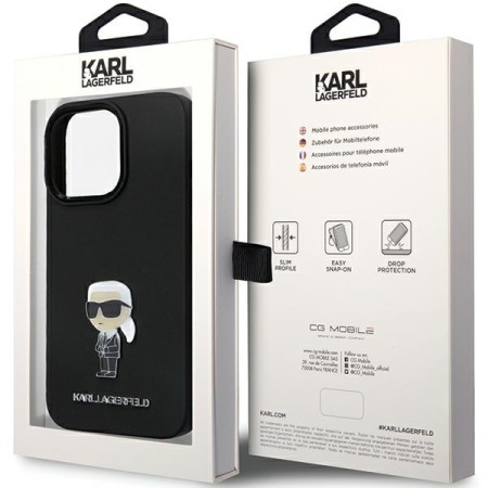 Husa pentru iPhone 14 Pro Max - Karl Lagerfeld Silicone (KLHCP14XSMHKNPK) - Ikonik Metal Pin