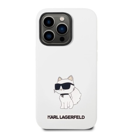 Husa pentru iPhone 14 Pro Max - Karl Lagerfeld Silicone (KLHCP14XSNCHBCH) - White Choupette