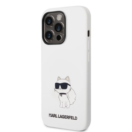 Husa pentru iPhone 14 Pro Max - Karl Lagerfeld Silicone (KLHCP14XSNCHBCH) - White Choupette