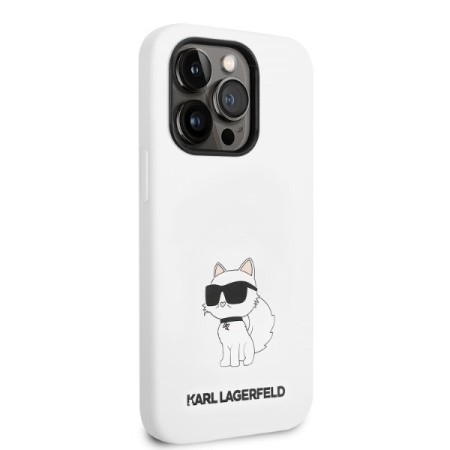 Husa pentru iPhone 14 Pro Max - Karl Lagerfeld Silicone (KLHCP14XSNCHBCH) - White Choupette