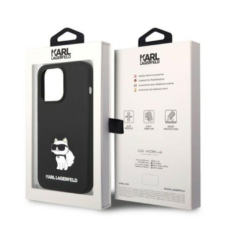 Husa pentru iPhone 14 Pro Max - Karl Lagerfeld Silicone (KLHCP14XSNCHBCK) - Choupette